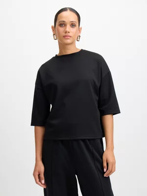Exact Women's Black Soft Touch Boxy Top 