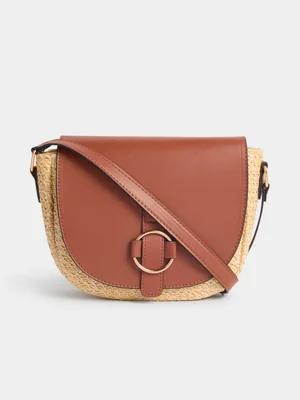 Jet Women's Tan & Raffia Crossbody Bag