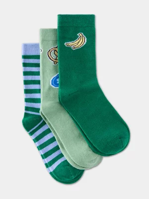 Cotton On Kids Green 3Pk Crew Socks