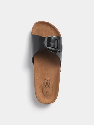 The FIX Women's Black Single Strap Sandals