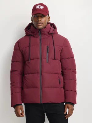Markham Men's Regular Fit Burgundy Puffer Jacket