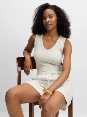 Exact Women's Natural Ribbed Tank Top 