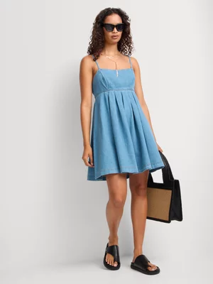 FF Denim Strappy Fit n Flare Dress
