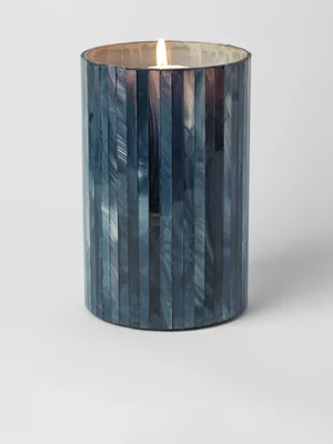 Mosaic Pillar Candle Holder Blue