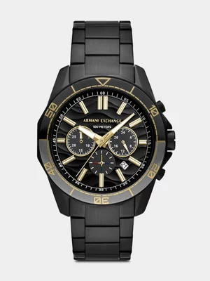 Armani Exchange Black Plated Stainless Steel Chronograph Bracelet Watch