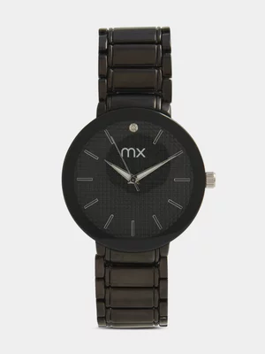 MX Black Plated Black Dial Bracelet Watch 