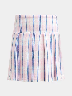 Jet Younger Girl's Pink Pleated Check Skirt