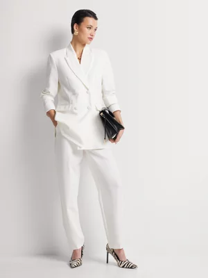 Slim Waist Covered Buttons Blazer