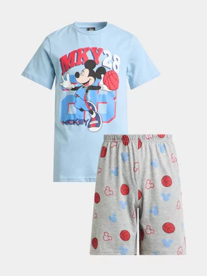 Jet Older Boys Mickey Blue & Grey Short PJ Set