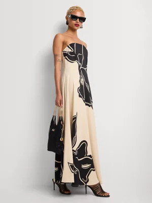 Luella Floral Print Boobtube Maxi Column Dress