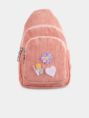 Girl's Pink Corduroy Sling Bag