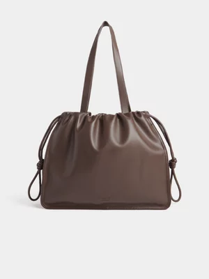 Canvas Square Drawcord Shoulder Bag