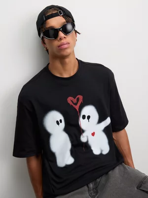The FIX Men's Black Love Ghost Graphic Top