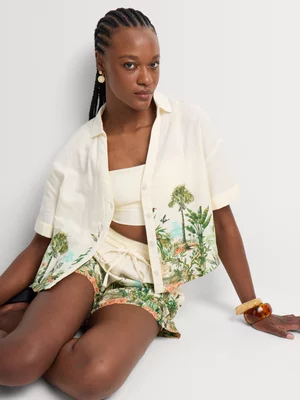 Tropical Border Print Boxy Shirt 