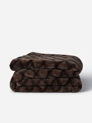 Faux Fur Jacquard Throw 150x200cm Dark Browns