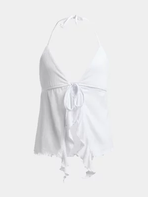 Jet Teen Girls White Frill Top