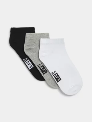 APX 3PK Athletic Trainer Liner Multicolour Socks 