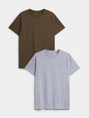 Fabiani Men's Green/Grey 2-Pack Crew T-Shirts