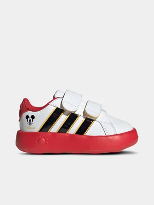 adidas Junior Infant Grand Court Mickey Mouse White/Red/Yellow Sneakers 