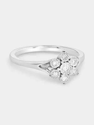 Sterling Silver Lab Grown Diamond Round Halo Lily Ring