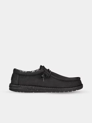 Men's HEYDUDE Black Wally Stretch Canvas