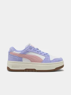Women's Puma Rebound Femme Low Suede Platform Lavendar/Pink/White Sneaker