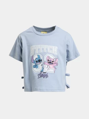 Jet Younger Girls Blue Stitch And Angel Bow Top