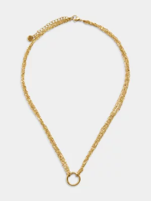 Tempo Jewellery Gold Plated Stainless Steel Circle Braided Rope Necklet 