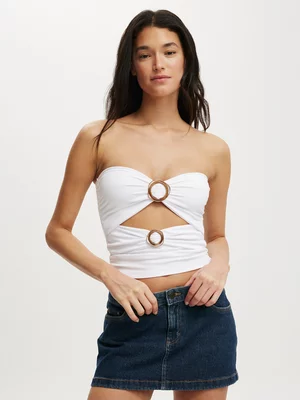 Women's Cotton On White Scarlette Trim Detail Tube Top