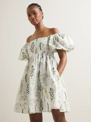 Women's Iconography Puff Sleeve Empire Mini Dress