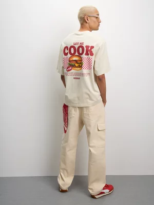 Redbat Men's Burger Graphic Ecru T-Shirt