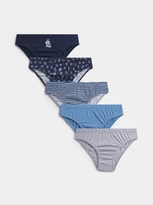 Jet Older Boys Navy/Blue 5 Pack Space Briefs 
