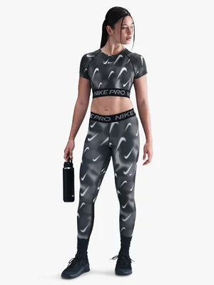 Nike Pro Womens Dri-Fit All Over Print Black/White Crop Tee