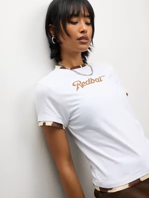 Redbat Women's Cow Print White T-Shirt