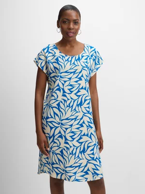 Jet Women's Blue Midi Floral Slit Dress