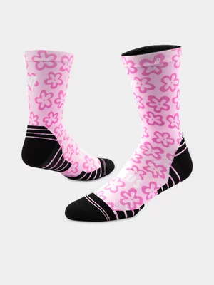 Versus Flower Power Active Crew Pink Socks