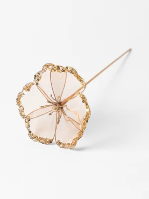 Flower Pick Christmas Decoration Brown & Gold 15 x 42cm