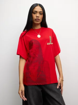 Redbat Women's Anime Relaxed Red T-Shirt