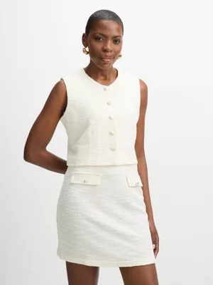 Exact Women's White Textured Mini Skirt 