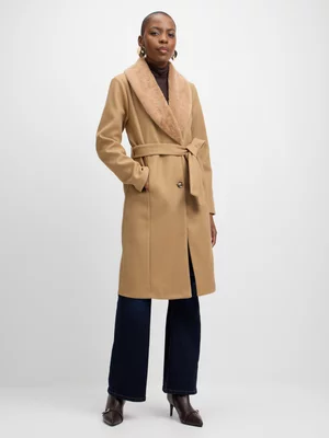 Jet Womens Caramel Fur Wrap Melton