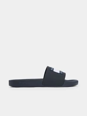 Women's Tommy Hilfiger Black Jeans Flag Pool Slides