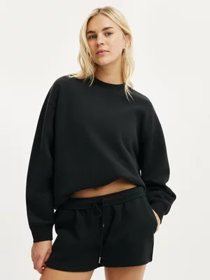 Women's Cotton On Active Black Plush Crew Sweatshirt