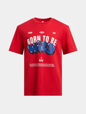 Exact Older Boy's Red Graphic Print T-Shirt 