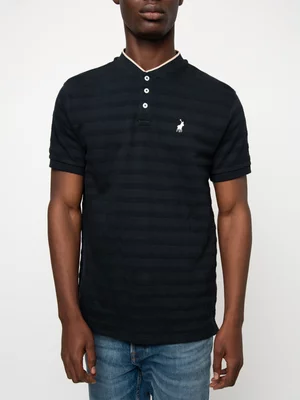 Men's Polo Navy Jacquard Ss Golfer