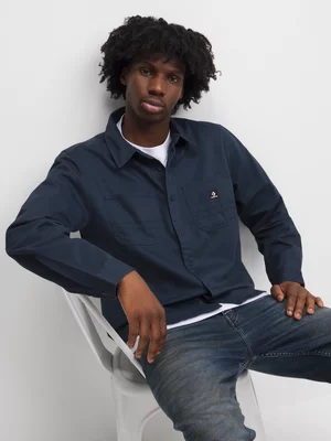 Converse Men's Navy Washed Woven Button Up Shirt