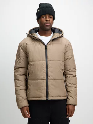 Exact Men's Natural Hooded Puffer Jacket