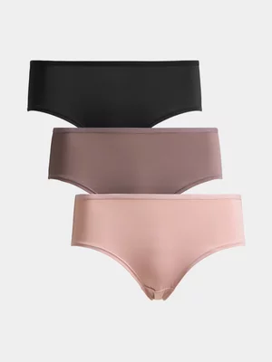 Jet Women's 3 Pack Rose Blush Taupe Black Boyleg