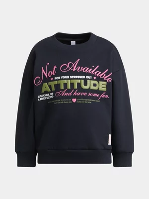 Exact Older Girl's Navy Graphic Print Sweat Top