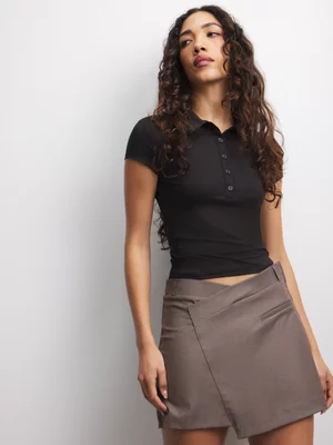 The FIX Women's Black Johnny Collar Top