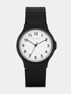 Tempo White Dial Black Rubber Watch